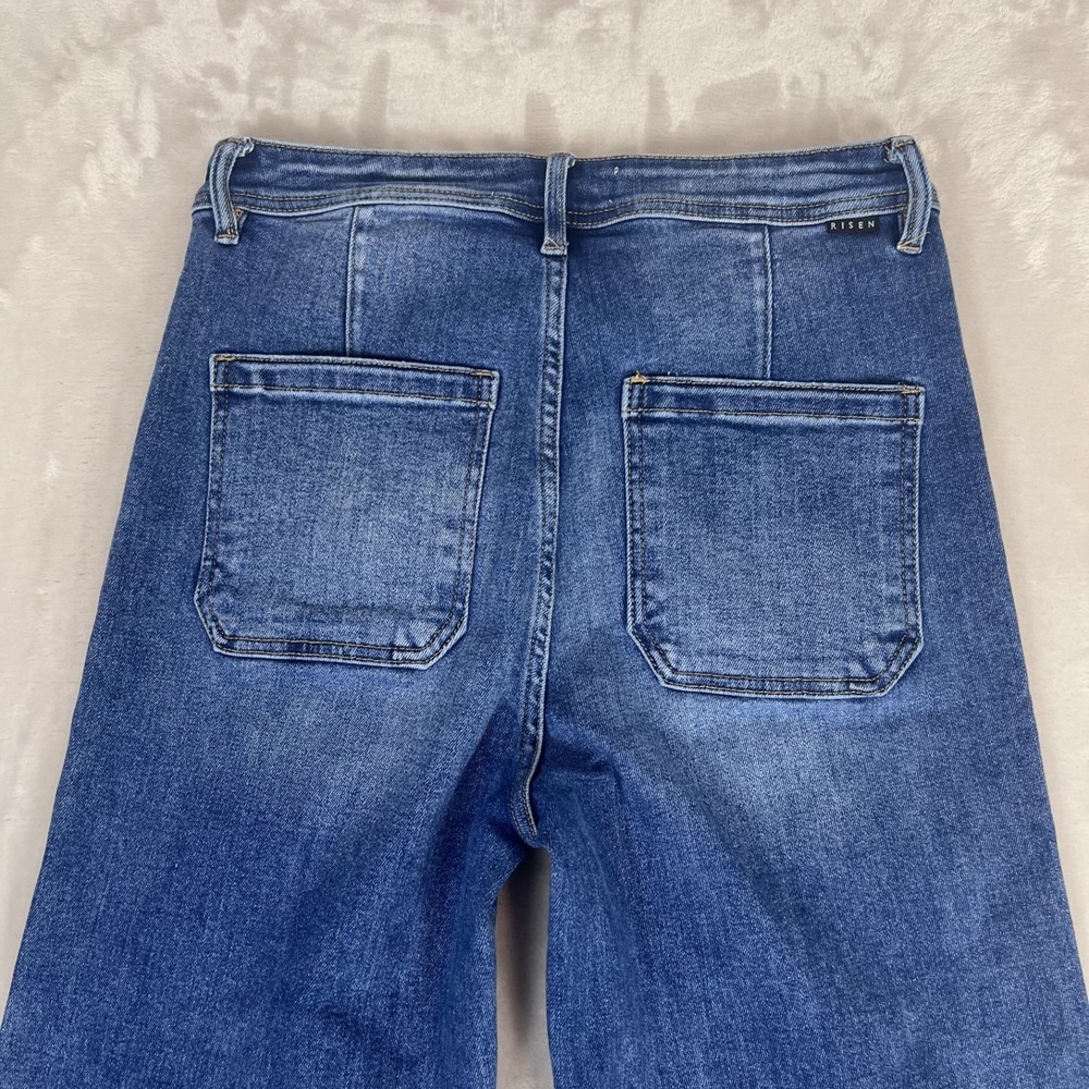 Risen Jeans Womens 11/30 Blue Denim Wide Leg Crop High Rise Everyday Casual - Picture 11 of 12